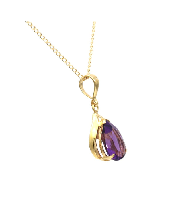 Pear Shaped Amethyst Drop Necklace