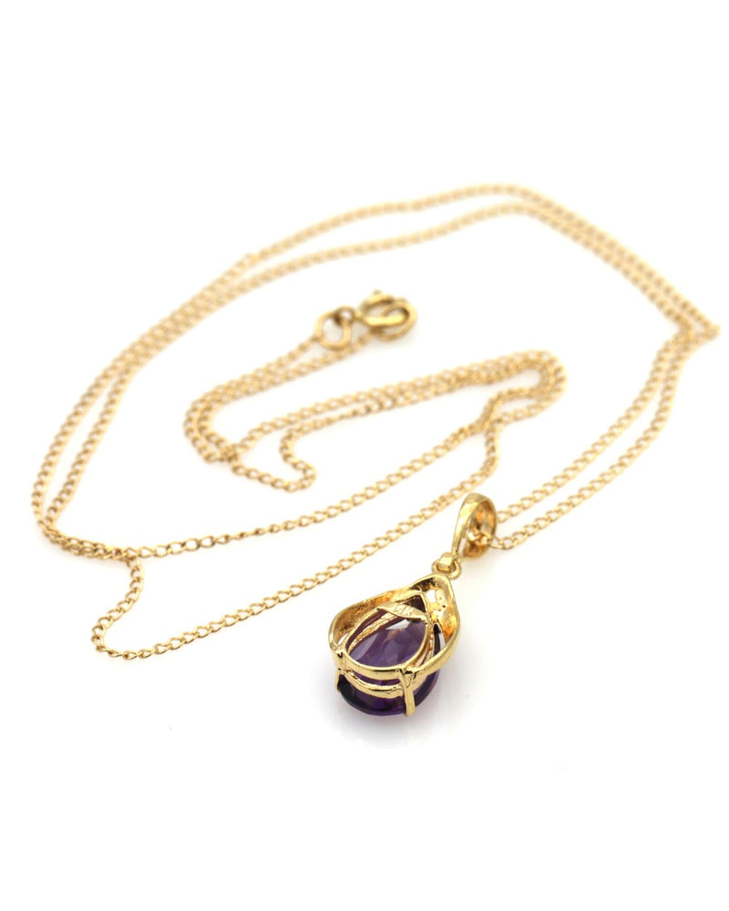 Pear Shaped Amethyst Drop Necklace