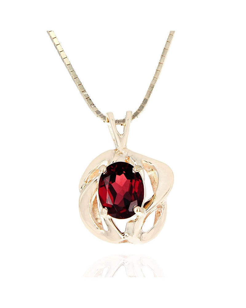 Garnet Drop on Box Chain Necklace