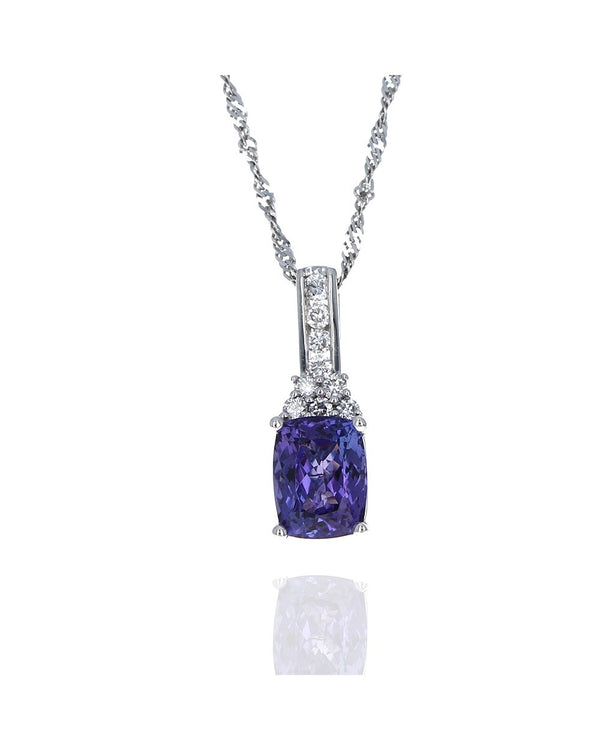 Tanzanite And Diamond Accent Drop Necklace