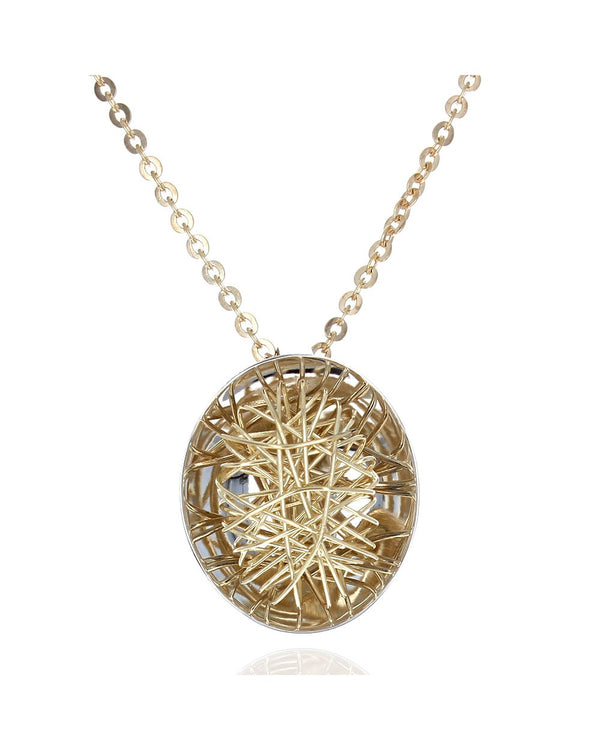 Quadri 2 Tone Concave Wire Nest Necklace