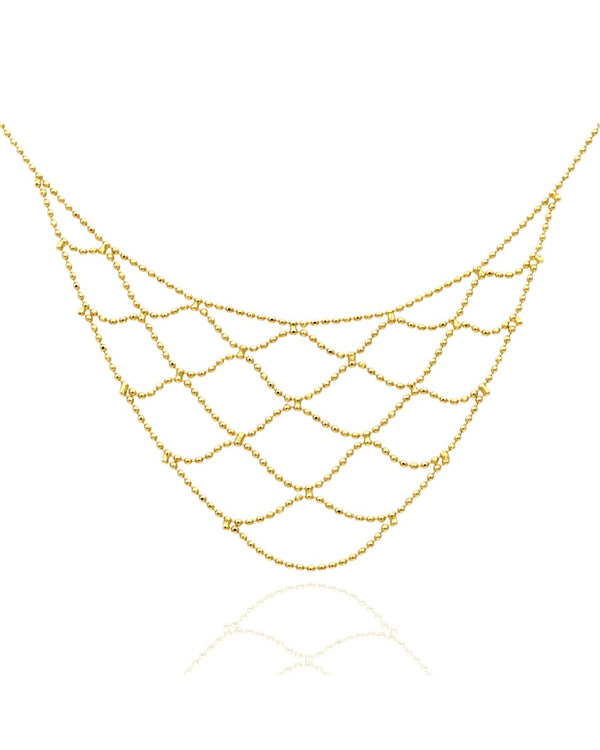 Bead Chain Bib Necklace in Gold