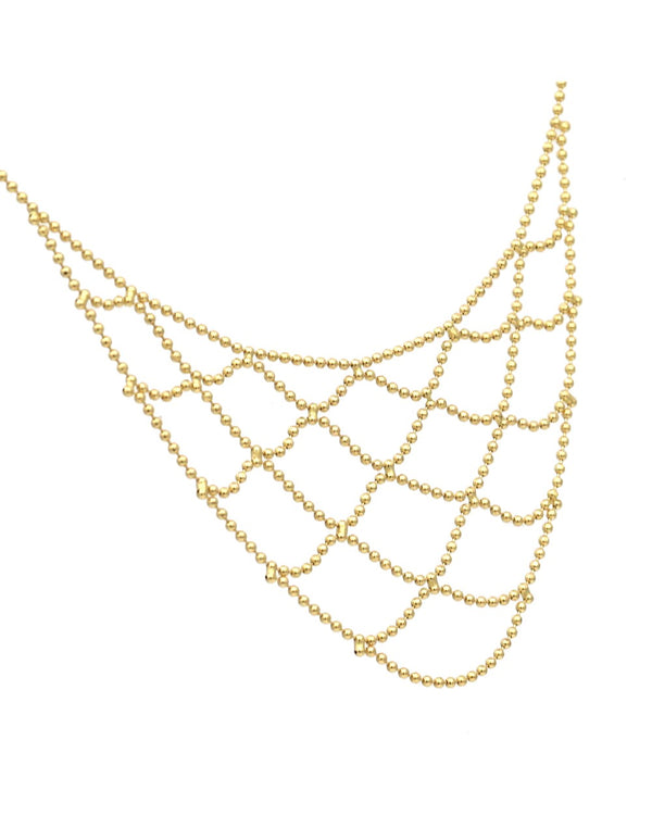 Bead Chain Bib Necklace in Gold