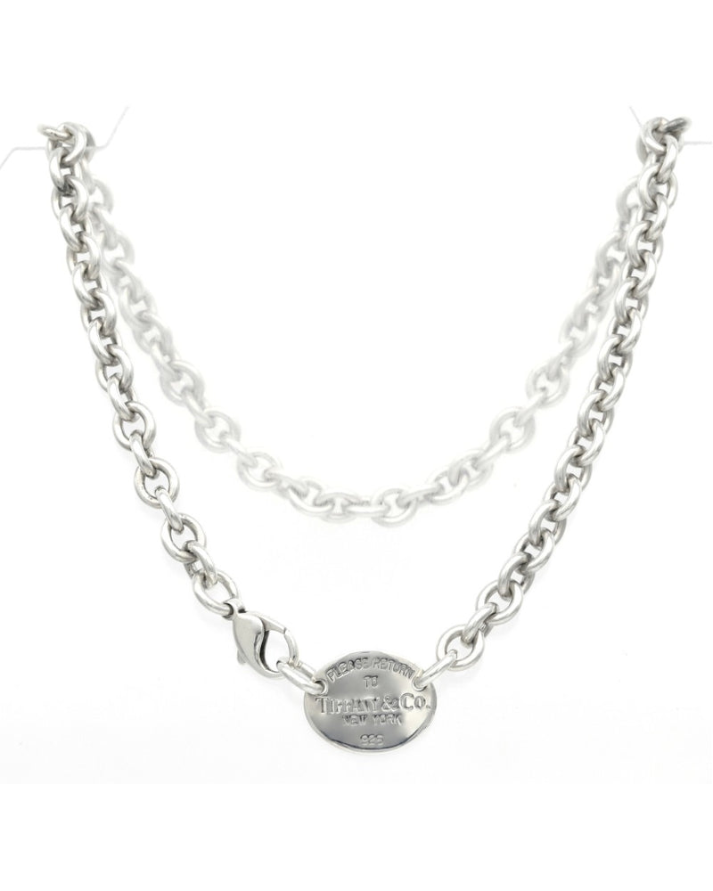 Oval Tag Necklace in Silver