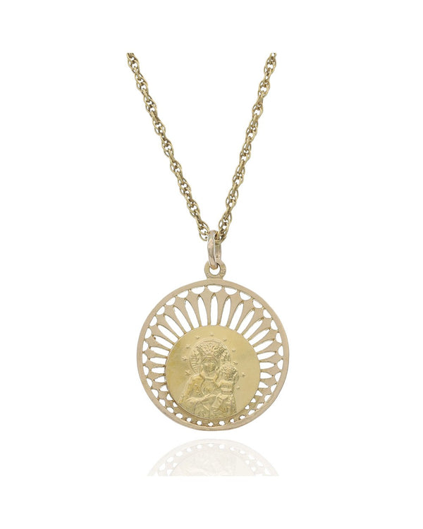 Mary and Child Pendant on Lace Chain Necklace