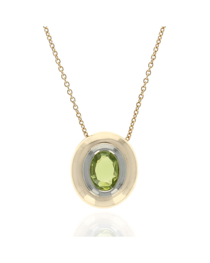 Oval Peridot Pendant on Cable Chain Necklace