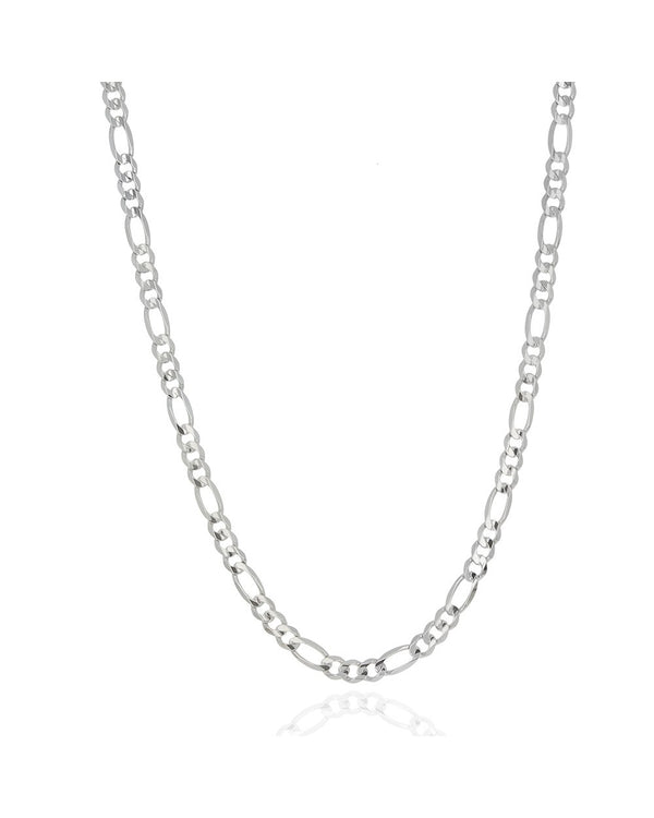 Figaro Link Chain Necklace in White Gold