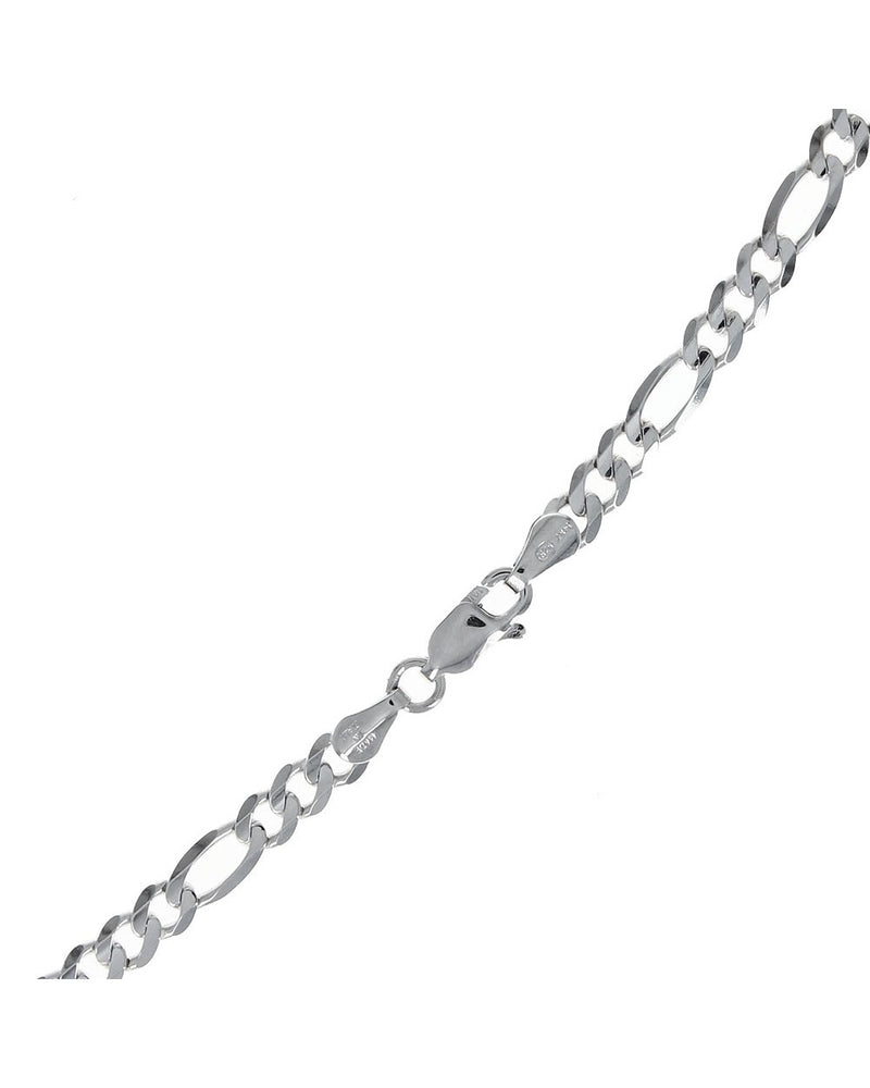 Figaro Link Chain Necklace in White Gold