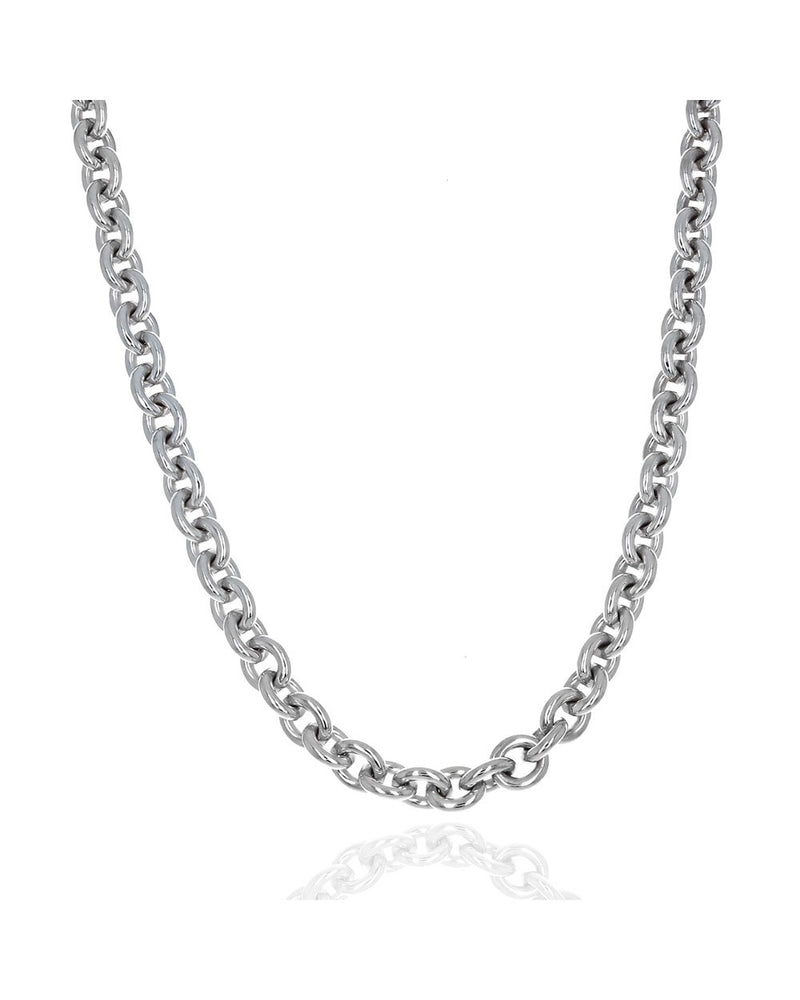 Rolo Link Chain Necklace in White Gold