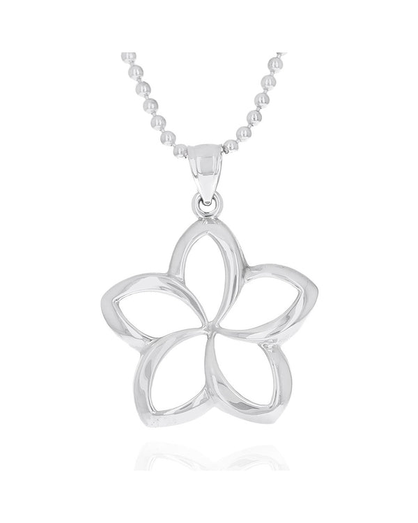 Cut Out Flower Pendant on Bead Chain Necklace