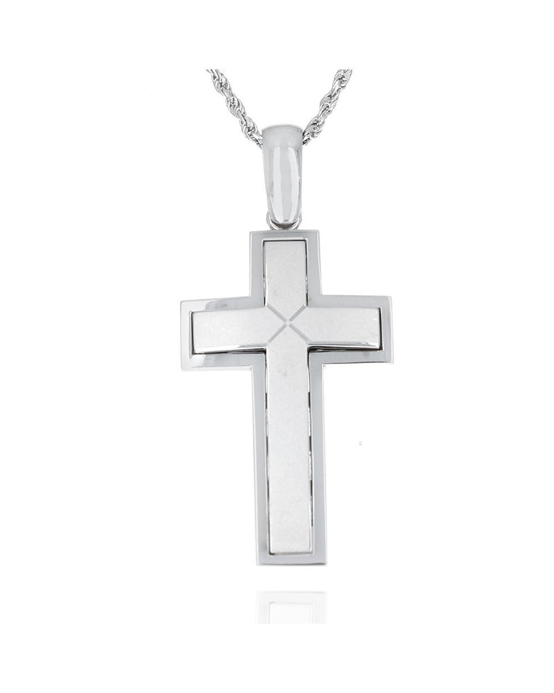 Satin Finish Cross on Rope Chain Necklace