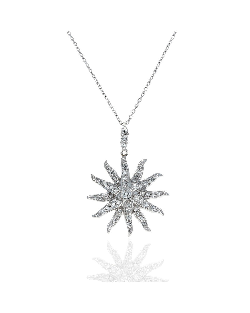 Diamond Starburst Pendant on Cable Chain Necklace