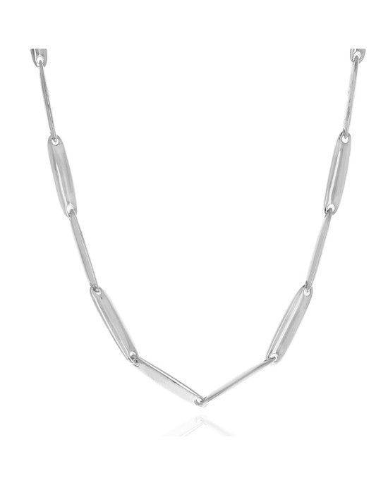 Elongated Oval Link Chain Necklace in Silver