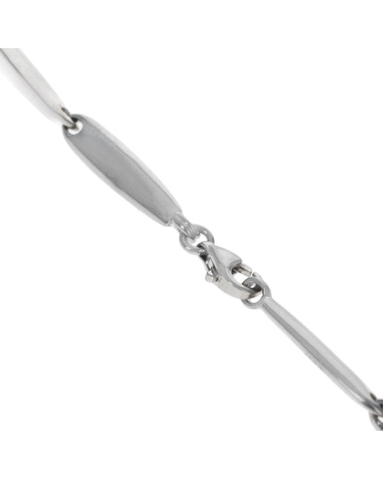 Elongated Oval Link Chain Necklace in Silver