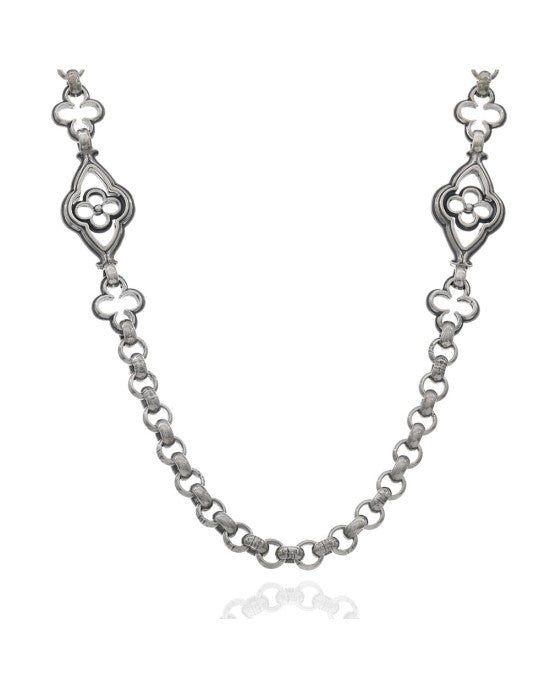 Konstantino 2 Station Clover Link Chain Necklace