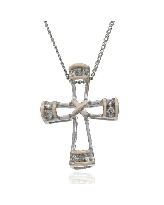 Diamond Open Cross on Cable Chain Necklace