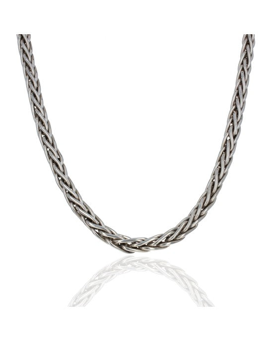 Foxtail Chain Necklace with Toggle Clasp in Silver