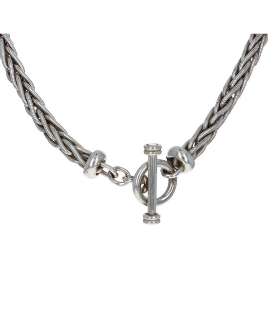 Foxtail Chain Necklace with Toggle Clasp in Silver