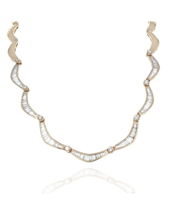 6.10ctw Diamond Scalloped Necklace in Yellow Gold