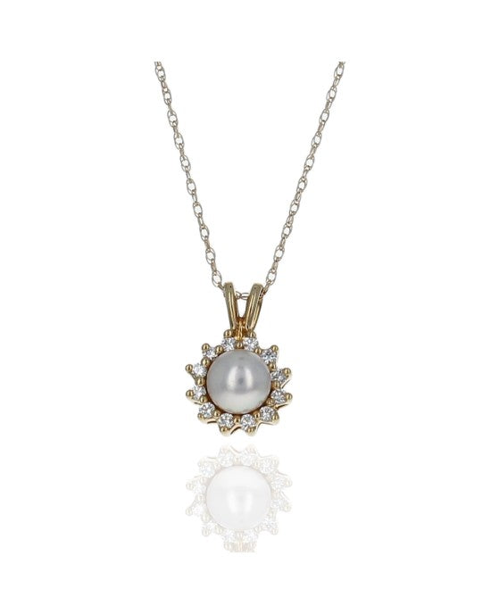 Tiffany & Co. Pearl and Diamond Halo Drop Necklace