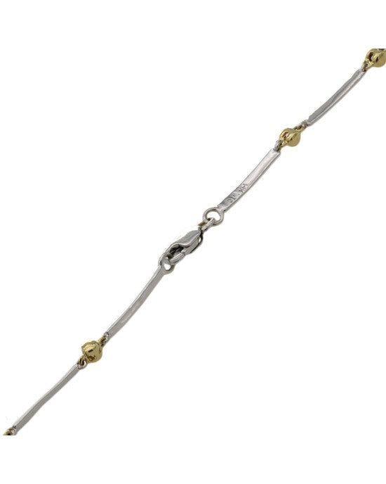 Diamond Flower Drop Bar Link Necklace