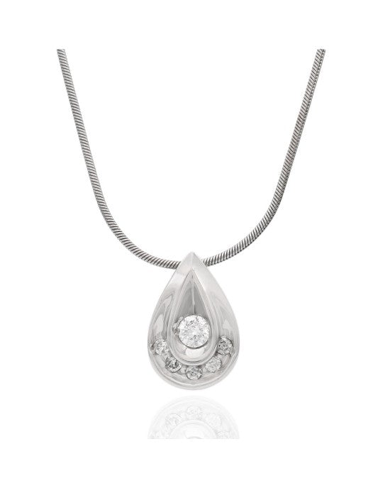 Diamond Pear Shape Drop on Snake Chain Necklace