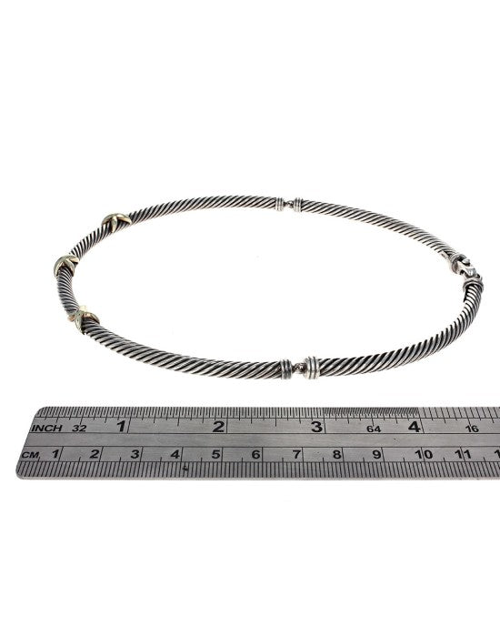 David Yurman Triple X Cable Collar Necklace in Silver and Gold