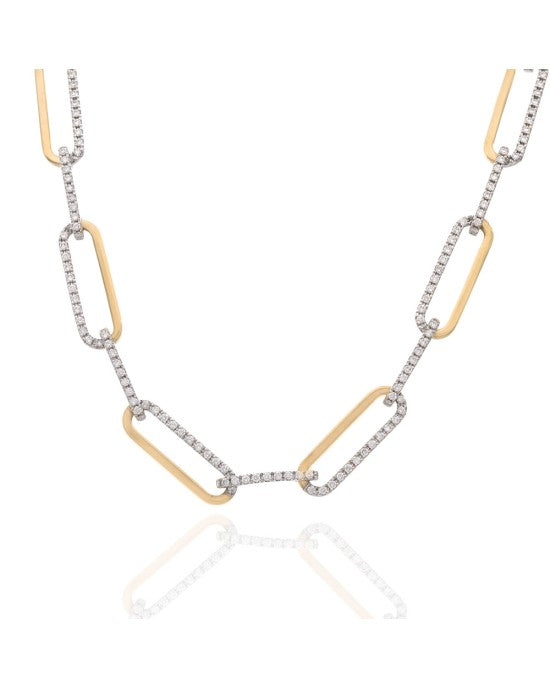 Diamond Elongated Oval Link Necklace