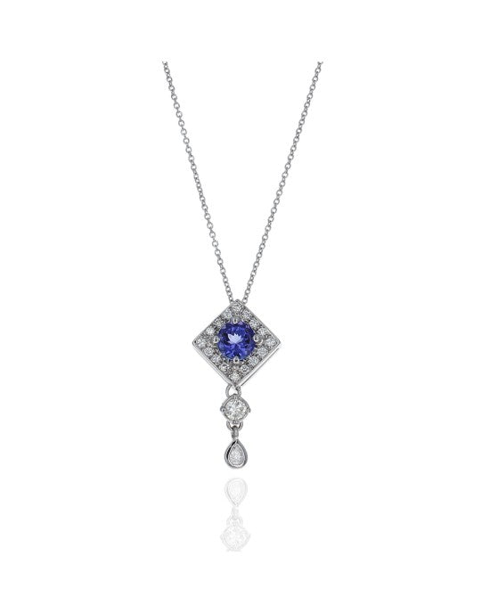 Tanzanite and Diamond Drop Necklace