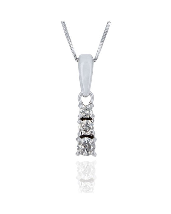 Three Stone Graduating Diamond Drop Necklace