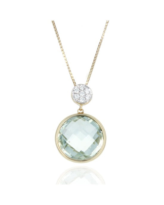 Fancy Cut Prasiolite Drop on Box Chain Necklace