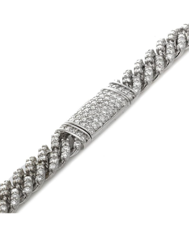 Diamond Pave Cuban Link Chain Necklace in White Gold