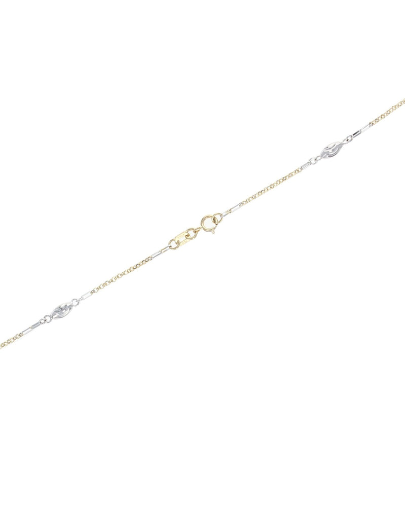 Etched Bead Chain Necklace in White and Yellow Gold