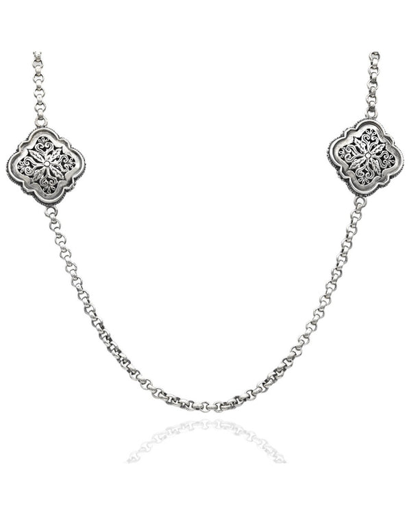 Konstantino Quatrefoil Station Chain Necklace in Sterling Silver