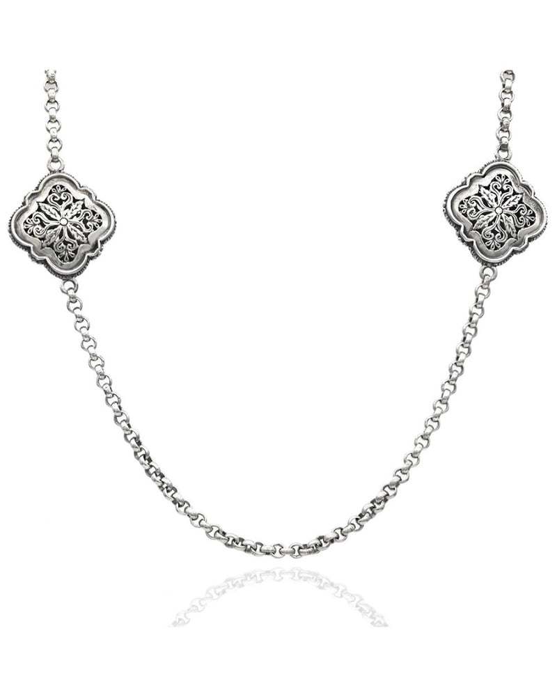 Konstantino Quatrefoil Station Chain Necklace in Sterling Silver