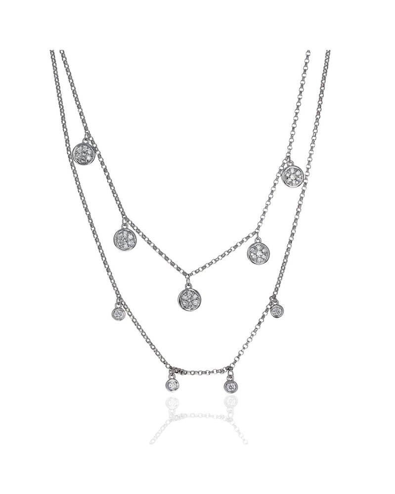 Diamond Station Double Chain Necklace