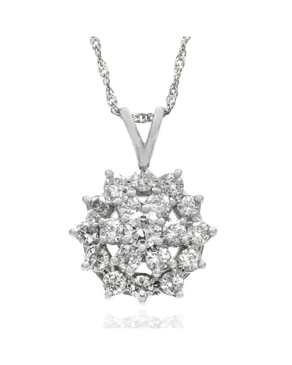 Diamond Cluster Drop on Lace Chain Necklace