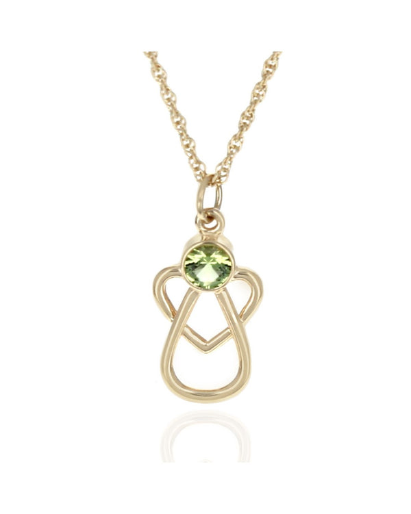 Peridot Angel Drop on Rope Chain Necklace