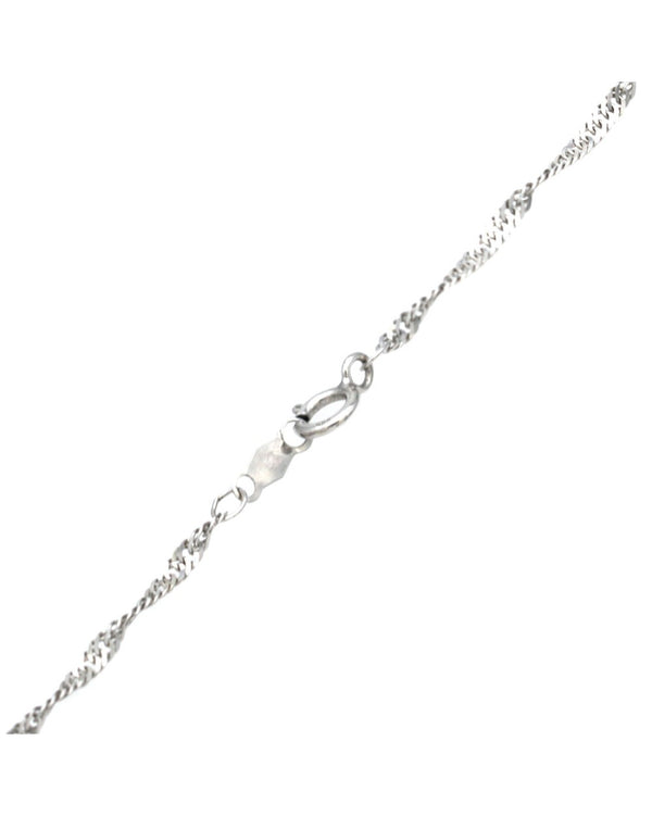 Rainbow Sapphire and Diamond Pendant on Twisted Lace Chain Necklace in White Gold