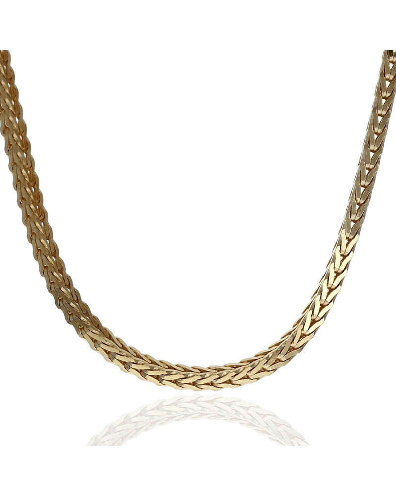 Square Foxtail Chain Necklace in Yellow Gold