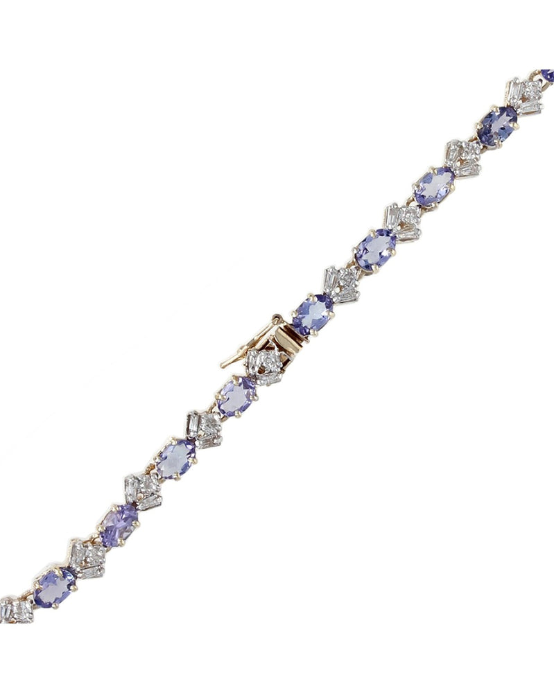 Alternating Tanzanite and Diamond Inline Bracelet