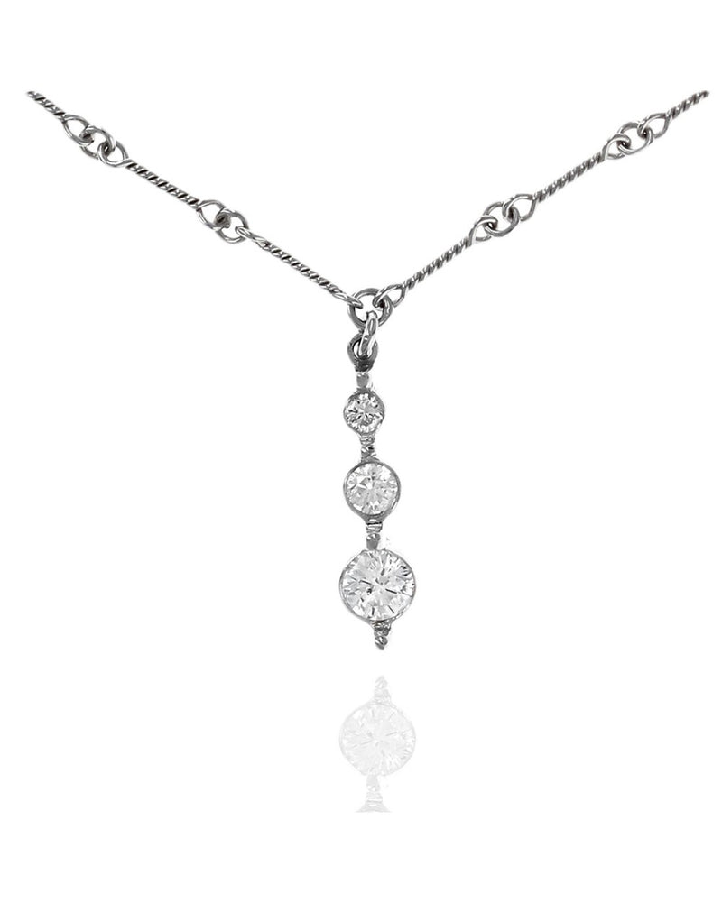 Diamond Past, Present, Future Drop on Twisted Bar Link Necklace