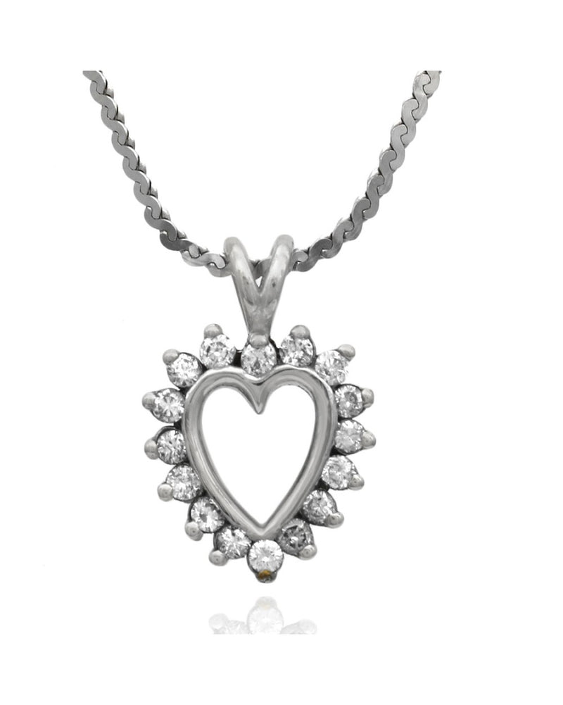 Small Diamond Open Heart Drop on Serpentine Chain