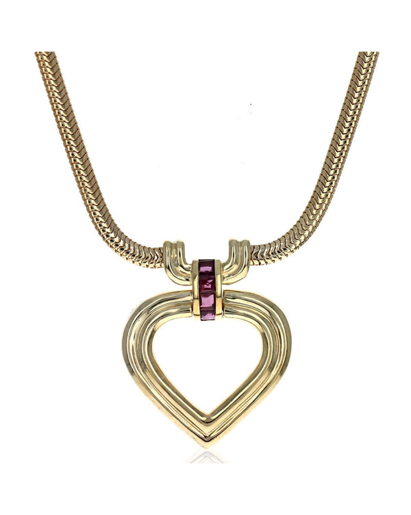 Tiffany & Co. Vintage Ruby Heart Snake Chain Necklace