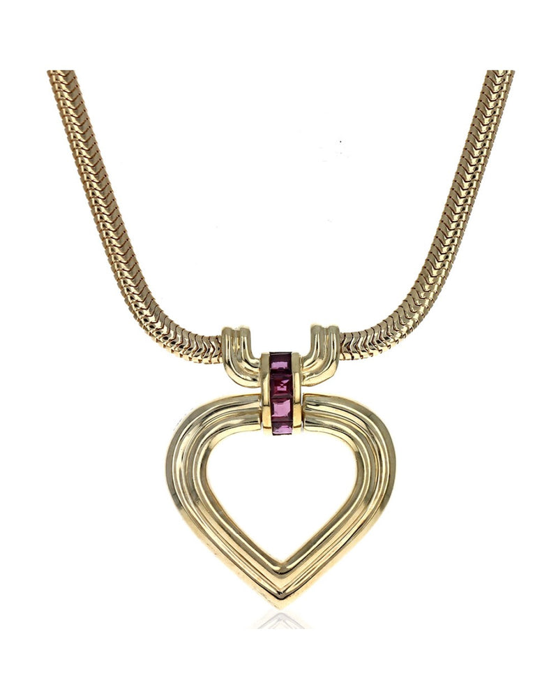 Tiffany & Co. Vintage Ruby Heart Snake Chain Necklace