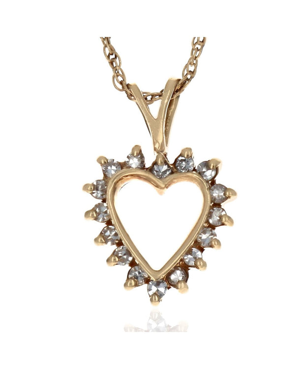 Diamond Open Heart Necklace in Yellow Gold