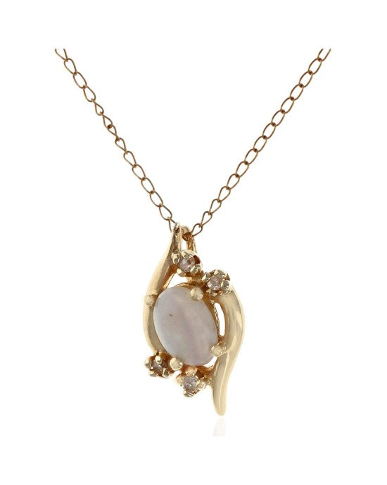 Opal and Diamond Accent Bypass Necklace in Yellow Gold