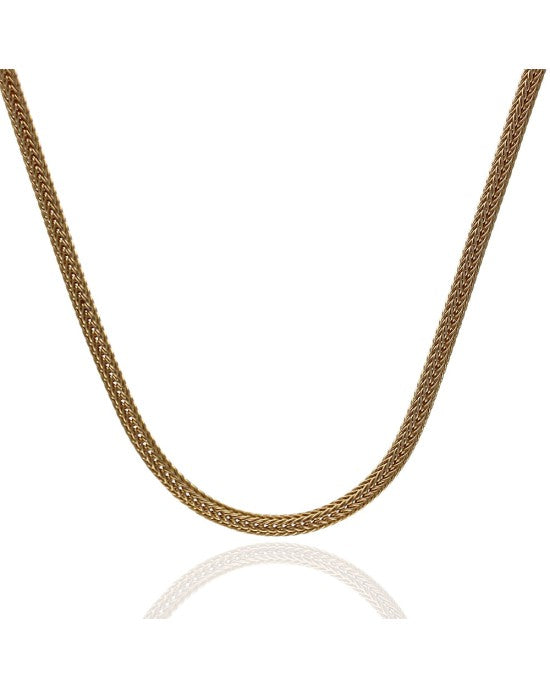 Round Wheat Chain Necklace in Yellow Gold