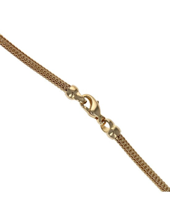 Round Wheat Chain Necklace in Yellow Gold