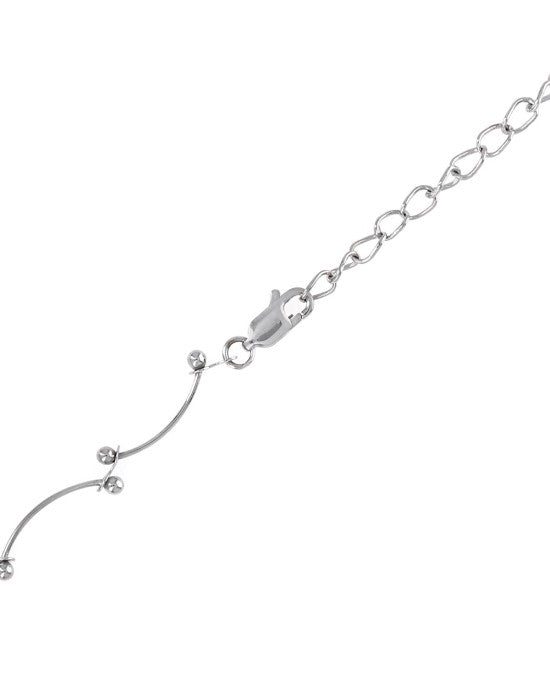 Curve Link Ball Chain Necklace in White Gold